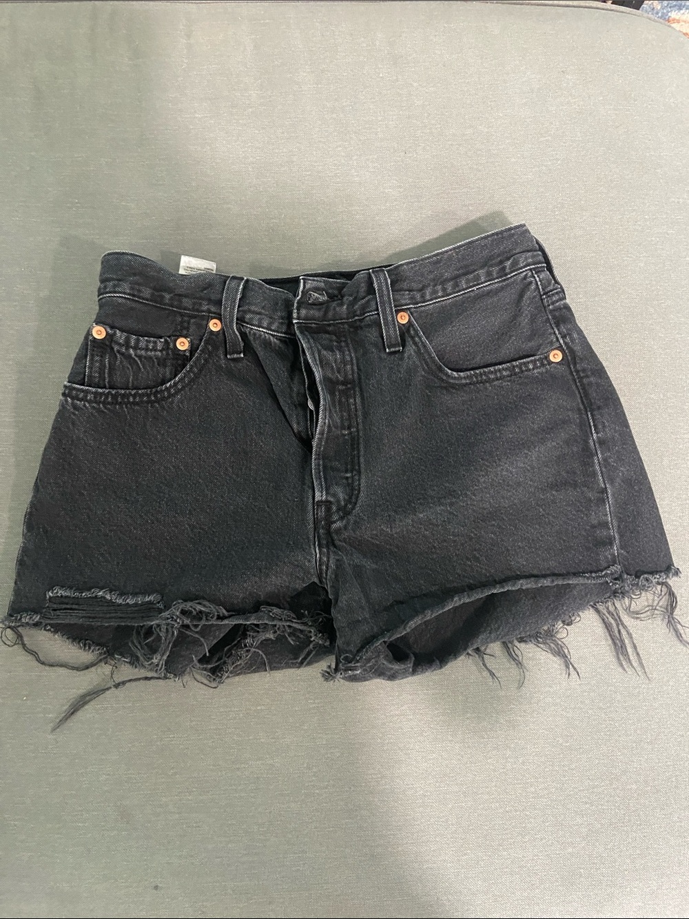 Levi's 501 Black Distressed Cutoff Jean Shorts